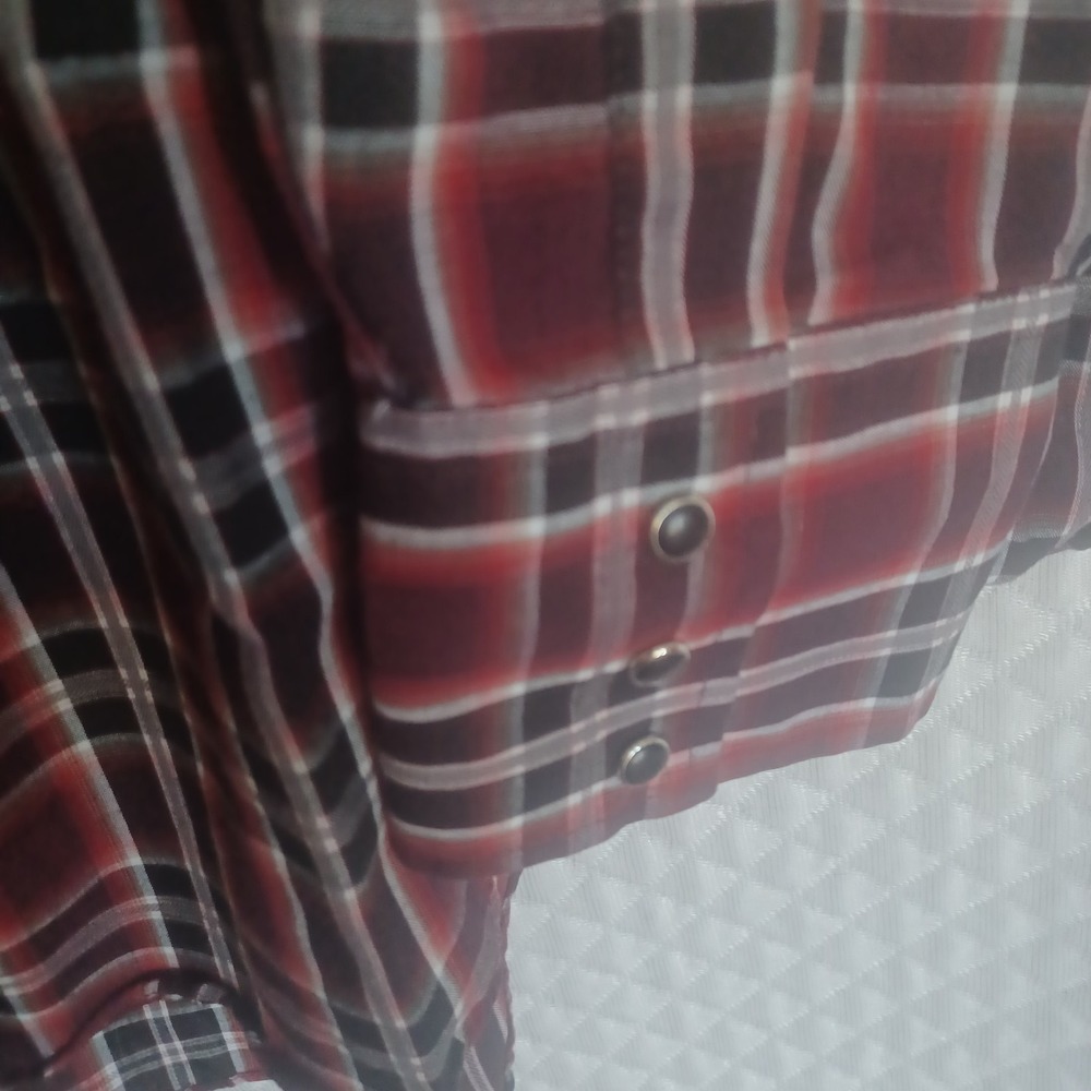 Ely Cattleman Men's Western Maroon Plaid Pearl Snap Cowboy Shirt Size XL - Picture 2 of 10